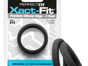 Perfect Fit Xact-Fit #13 Penis Enhancement Cock Rings - Black, Pack of 2 by Perfect Fit