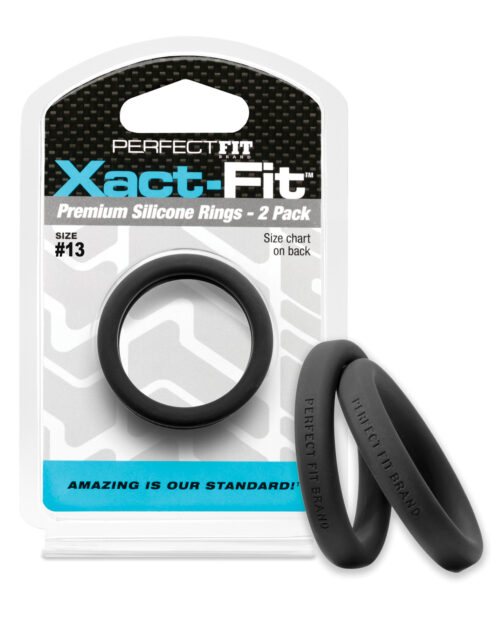 Perfect Fit Xact-Fit #13 Penis Enhancement Cock Rings - Black, Pack of 2 by Perfect Fit