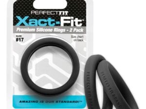 Perfect Fit Xact-Fit #17 Silicone Cock Ring - Black, Pack of 2