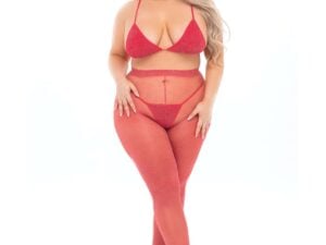 Pink Lipstick Tall Order Bra Top & Leggings in Red * Queen Size Plus Lingerie Set