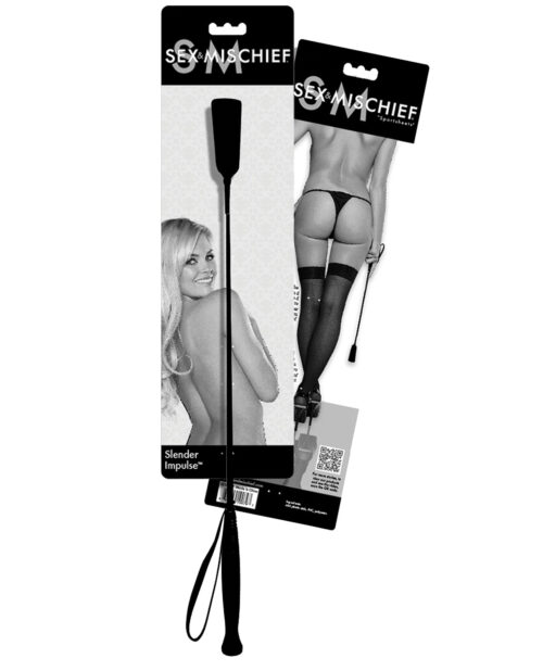 Sex & Mischief Slender Impulse Crop – 25.75 Inch Leather and Fiberglass Bondage Tool for Couples