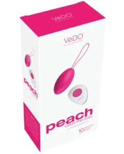 VeDO Peach Rechargeable Egg Vibe – Foxy Pink, Wireless Remote Control, 10 Vibration Modes, Waterproof and USB