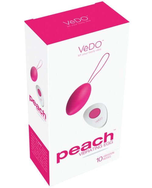 VeDO Peach Rechargeable Egg Vibe - Foxy Pink, Wireless Remote Control, 10 Vibration Modes, Waterproof and USB Rechargeable