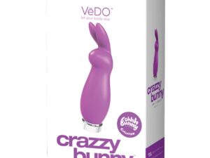 VeDO Crazzy Bunny Rechargeable Bullet Vibrator – Purple, Powerful 10-Mode Motor, Waterproof, Compact Design