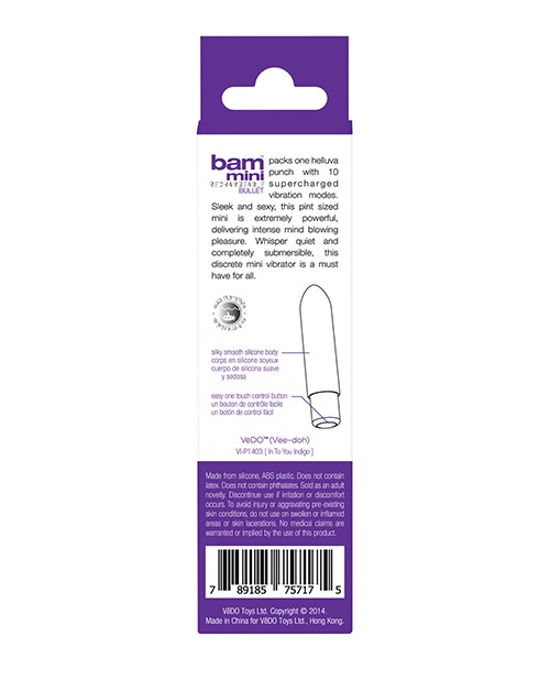 VeDO Bam Mini Rechargeable Bullet Vibe - Into You Indigo - Image 3