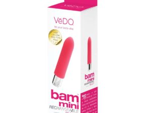 VeDO Bam Mini Rechargeable Bullet Vibe - Pink | Powerful 10 Vibration Modes, Discreet & Waterproof