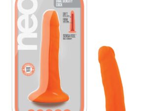 Blush Neo Dual Density 6" Neon Orange Vibrating Dildo with Suction Cup Base