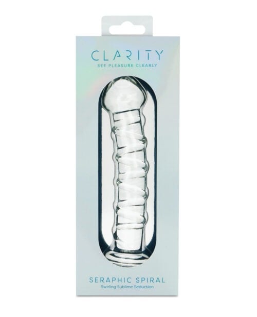 Clarity Seraphic Spiral Glass Dildo - Hand-Blown Borosilicate with Spiral Texture for Enhanced Sensation