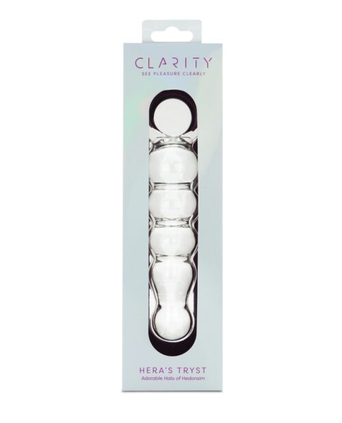 Clarity Heras Tryst Glass Dildo - Handblown Borosilicate with Circular Handle for Precise G-Spot & Prostate Stimulation