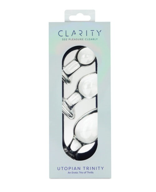 Clarity Utopian Trinity Glass Butt Plug Set - Handcrafted Borosilicate for Beginners & Experts