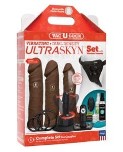 Vac-U-Lock Vibrating Dual Density ULTRASKYN Set by Doc Johnson – Complete Strap-On Experience with Remote
