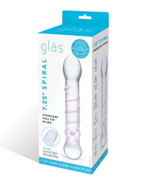 Glas Spiral Staircase Full Tip Glass Dildo - Handblown, Hypoallergenic and Temperature Responsive