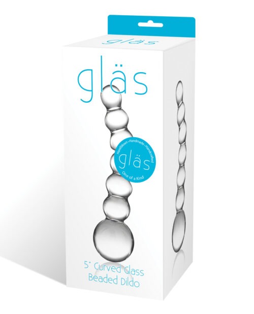 Glas 5-Inch Curved Glass Beaded Dildo - Hypoallergenic Borosilicate Glass Adult Toy