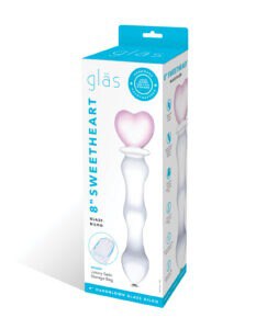 Glas 8" Sweetheart Glass Dildo - Pink and Clear by Glas