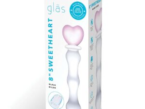 Glas 8" Sweetheart Glass Dildo - Pink and Clear by Glas