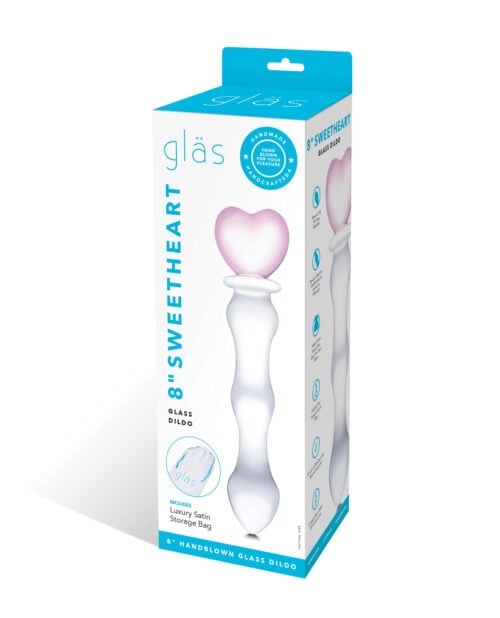 Glas 8" Sweetheart Glass Dildo - Pink and Clear by Glas