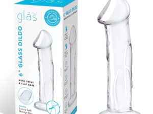 Glas 6-inch Realistic Glass Dildo with Veined Texture and Flat Base