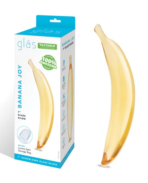 Glas 7" Banana Joy Glass Dildo – Handblown Borosilicate Artisanal Design for Sensory Play