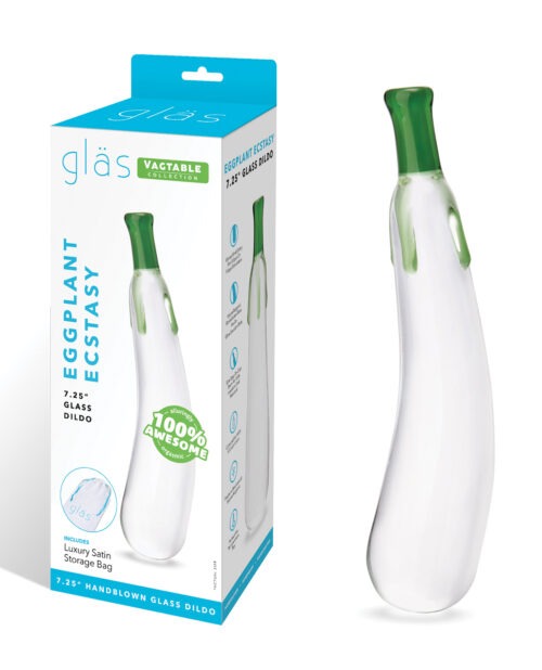 Glas Eggplant Ecstasy 7.25-inch Handblown Glass Dildo for Sensory Play and Pleasure