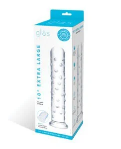 Glas 10-inch Extra Large Glass Dildo - Clear with Ridges for Intense Pleasure