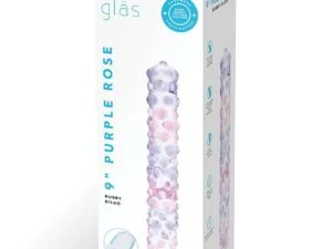 Glas 9″ Purple Rose Nubby Glass Dildo – Electric