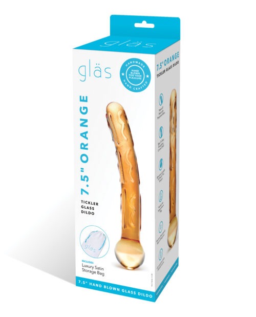 Glas Tickler Dildo - Orange by Glas, 7.5 Inch Handblown Tempered Glass Sex Toy
