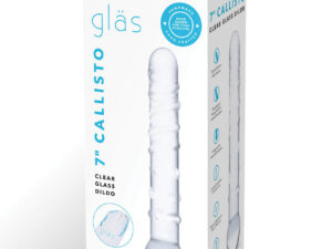 Glas Callisto Clear Glass Dildo – Handblown G-Spot Stimulator with Spiraled Ridges and Handle for Maximum