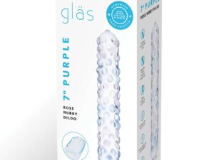 Glas Purple Rose Nubby Glass Dildo – Handblown Artisan-Crafted, 7-inch Length, Hypoallergenic and Temperature