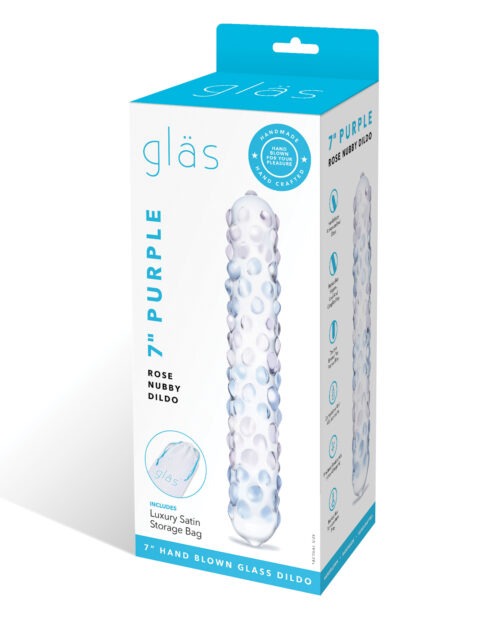 Glas Purple Rose Nubby Glass Dildo – Handblown Artisan-Crafted, 7-inch Length, Hypoallergenic and Temperature Responsive