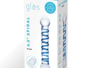 Glas 6.5-inch Spiral Dildo with Blue Glass Spiral Design