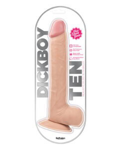 Dickboy 10-Inch Ivory PVC Dildo with Suction Cup Base, Realistic Design, and Contoured Veins