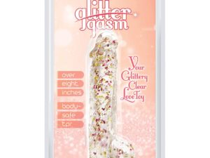 Glittergasm 8.5 Inch Ballsy Dildo in Red, Gold, and Orange with Luxe Glitter Finish