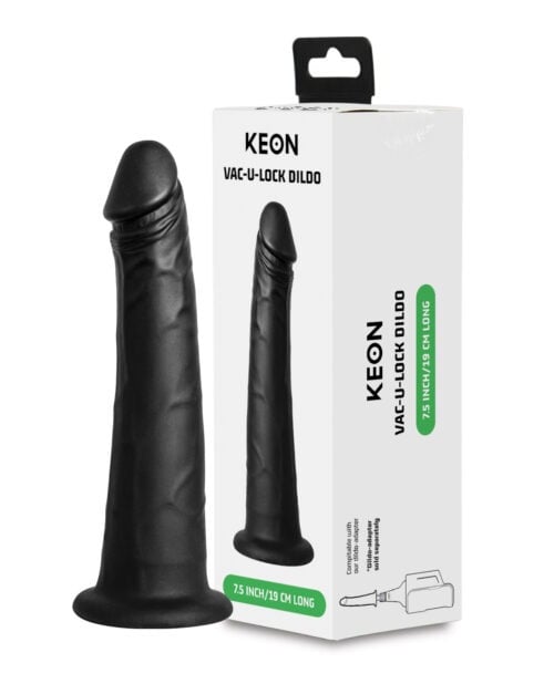 Kiiroo Keon Vacuum Lock Dildo – Compatible with Keon Adapter, Body-Safe Silicone, 7.5 Inch Length, Black