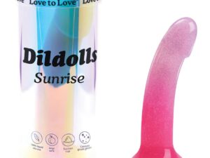 Love to Love Dildolls Sunrise – Fuchsia | Silicone Curved Dildo with Suction Cup and Glitter Finish
