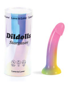 Love to Love Silicone Dildolls Stargazer Rainbow with Glitter - G-Spot & Harness Compatible by Dorcel