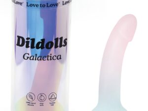 Love to Love Silicone Dildolls Galactica – Unicorn Color with Glitter, Curved Silicone Design for G-Spot and Harness