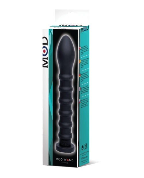 MOD Ribbed Wand Black - 7.5 inch Silicone Pleasure Tool for Her