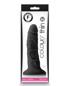Colours Pleasures 5-inch Thin Dildo in Black by NS Novelties