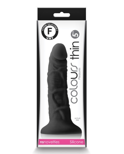 Colours Pleasures 5-inch Thin Dildo in Black by NS Novelties