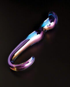 Cristal Blue Flame Curved Glass Dildo - Purple by Our Erotic Journey