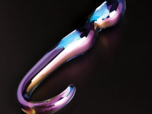 Cristal Blue Flame Curved Glass Dildo - Purple by Our Erotic Journey