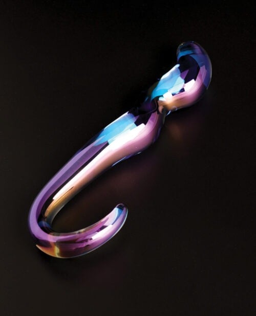 Cristal Blue Flame Curved Glass Dildo - Purple by Our Erotic Journey