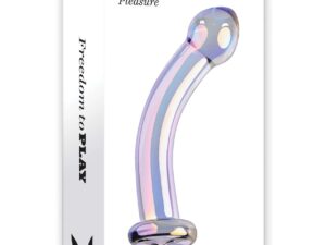Playboy Pleasure Jewels King Glass Dildo - Clear with Iridescent Finish and Flared Rabbit Head Base