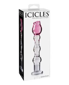 Icicles No. 12 Hand Blown Glass Massager - Clear with Rose Tip by Pipedream Products (Part #291200)