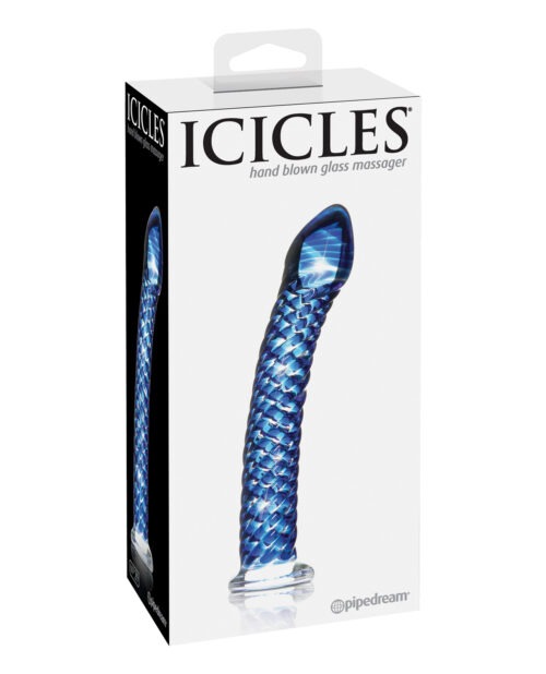 Pipedream Icicles No. 29 Hand Blown Glass Massager in Blue - Elegant & Body Safe