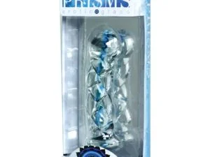 Prisms Erotic Glass Soma Twisted Dildo - Blue and Clear Borosilicate Glass