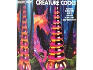 Creature Cocks Twilight Rainbow Glass Dildo – Borosilicate Glass, Iridescent Pink and Gold, 6.3 Inches