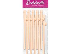 Pipedream Bachelorette Party Favors 10-Piece Dicky Sipping Straws Beige