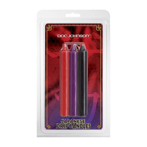 Doc Johnson Japanese Drip Candles – Red, Purple, and Black for Hot Wax Play
