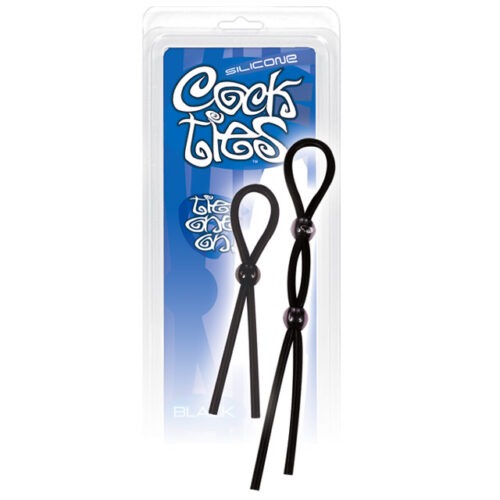 Doc Johnson Cock Ties (Black) Lasso/Bolo - Silicone Erection Enhancer